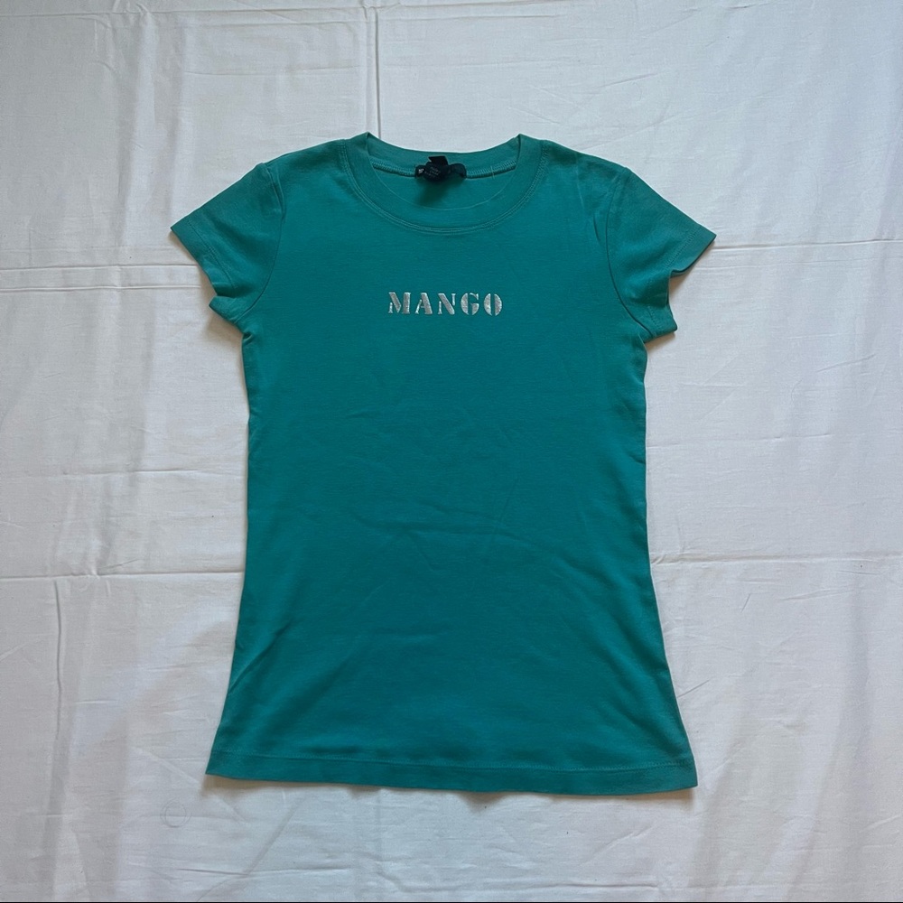 Mango Basics Metallic Logo Tee Teal